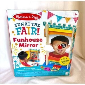 Melissa & Doug Fun at the Fair Funhouse Mirror Wooden Toy with Reusable Stickers